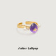 Amber Lollipop Amethyst Ring Women's Pearl Open Index Finger Ring Tail Ring Anniversary Birthday Gift for Girlfriend and Wife Purple (Venus Series)