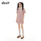 DZZIT Dicesu sweater 2025 summer new color strip jacquard texture lapel top for women 3J2E6212P color S