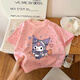 Disney (Disney) [1396 Collection de personnes] T-shirt de vêtements kulomi filles à manches courtes minces en coton pur en coton en coton pur en coton XJ011 # W19 Purple + W19 Purple-2 bandes 90 hauteur 80-90cm
