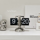 OUOETY creative internet celebrity mechanical automatic page turn clock digital table clock seat clock retro clock living room simple ornament table 1048 automatic page turn clock [milk white] with dedicated electricity 8 inches