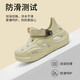 Bonaling Children's Cave Schuhe Jungen und Mädchen Pantoffeln Sommer 2025 Outdoor Baby Beach Schuhe Anti -Rutsch -Schattenrutschen Sandalen Loch Khaki + Erha (7 Stücke) 28 -29 [innere Länge 18,5 cm]