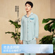 Fen Teng Fen Teng Couple Pajamas Soft Cotton Cotton Fan Chengcheng's Same Style Stars' Same Style 40 Count Cotton Mo Couple's Home Clothing Set Light Blue - Men's L