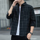 American plaid shirt jacket men 2024 spring and autumn style trendy long sleeve men youth relaxation K12108 white M