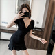 Die Nisi-Nachtclub V-Ausschnitt Low-Cut sexy Kleid 2025 Neue Arbeitskleidung, die Bauch schlank fit und schlanker Hüftrock Fisch Schwanzrock Burgund (Stoff) M Empfohlen 96-105Jin [Jin entspricht 0,5 kg]