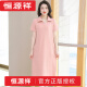 恒源祥（hengyuanxiang）Polo领连衣裙纯棉女夏季翻领中长款宽松休闲大码显瘦时尚t恤裙子1 品牌灰色   9859款 S 90-100斤