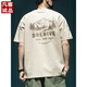 
VANCL three-pin heavy short-sleeved T-shirt for men loose large-size half-sleeved T-shirt for summer new American fashion brand printed top T1517 khaki regular M