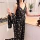 Lexi Beilu Spring V-Neck Pyjamas Frauen-Drei-teiliger Set mit Brustpaddleboard süße Heimkleidung JHX-13803P#GRAY 180 XL