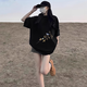 Huili Trendy kurzärmeliges T-Shirt für Frauen 2025 Neuer Sommer chinesischer Stil schwarzer großer Frauenkleidung Fett MM Front Schulter Slim Outfit für Frauen