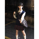 
Her style 2691 people collect original jk uniforms with long sleeves tops in college style wear V-neck sweater vest horse (long shirt + navy blue vest + black JK skirt + stripes 1 M 42