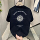 GTYUWVG Hong Kong style short-sleeved men 2025 summer loose cotton T-shirt for boys new fashion brand trendy men couple half-sleeved V753 black XL
