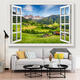 Qilicai landscape painting wall stickers three-dimensional mural stickers self-adhesive living room background wall decoration painting fake window simulation stickers landscape landscape T-1342 comes with adhesive super large splicing width 300cm * height 200c