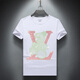 Kuqi European Station 2024 New Iron Diamond T-shirt à manches courtes Short Suit pour garçons en forme de V Jeune homme décontracté Internet Célébrité Summer DK-1047 Black M (adapté à 110-120jin [Jin est égal à 0,5 kg]))