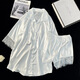 Ziweiqi pijama de seda de hielo y nieve de hielo y nieve para mujeres mangas de verano set de dos piezas 12357 tamaño único
