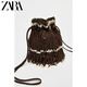 
zara2025 spring new product women's bag shell decoration gloss mini one-shoulder handbag 6548510721 official flagship light beige