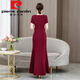 Pierre Cardin high-end Xi mother-in-law cheongsam wedding banquet dress acetate young mom wedding dress fishtail red this year's popular light luxury brand XL recommended 105-115 Jin Jin equals 0.5 kg