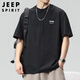 JEEP SPIRIT吉普重磅短袖T恤男夏季纯棉五分袖宽松大码可定制上衣男 黑色 XL