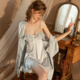 Apokalypse French sexy High-End-Pyjamas für Frauen im Sommer High-End-Eisbandkaste Hosenteil Rock Rückenfreies Nachthemd zweiteilige Set 9196 Pink Set M
