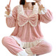 FHHUABD睡衣女秋冬季法兰绒韩版甜美卡通公主风家居服珊瑚绒加厚保暖套装 【9934绒】粉色蝴蝶结 M