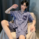 浪莎（langsha）冰丝睡衣男士夏季短袖裤薄款青年男生夏天男款家居服2025新款套装 12532[云朵棉绉布款] XL (建议身高175左右体重130-1