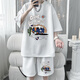 Kaduton Junior High School Student Sports Sports Sports Summer Waffle de verano para hombres Camiseta de manga corta Marca de martillo de seda de hielo set 831 White Set XL 130-150Jin [Jin iguala 0.5 kg] portátil