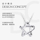 Dirholl PT950 Platinum Starry Necklace for Women Pentagram Star Platinum Clavicle Chain for Valentine's Day for Girlfriend PT950 Platinum Starry White Gold Necklace for Women