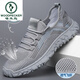 
Woodpecker men's casual shoes 2025 new sports shoes autumn breathable running shoes flying mesh men's shoes hollow travel shoes gray 9195 mesh 43