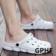 GPHF Japanese sandals Student summer new hole shoes for men's non-slip soft sole couple beach shoes trendy bag-toe sandals 692 gray 40