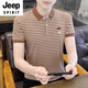 JEEP SPIRIT brand ice silk short-sleeved T-shirt men's summer 2025 new collared striped Polo shirt T-shirt men's casual clothes Y6626 gray 2XL 180
