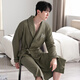 MPPMCK waffle bathrobe men's spring and autumn pure cotton medium-length men's nightgown 2025 new style water absorption integrated LJ16822 M size [weight 100-120Jin [Jin equals 0.5 kg]]