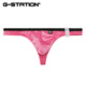 G-STATION satin feel, silky and comfortable Super Shine sexy men's thong with bulging bag singlet too small blue L