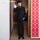 Sound Monkey New Chinese tunic suit for engagement, wedding, groom's dress, blazer, men's high-end suit, stand collar, plate button, Chinese suit + black shirt + trousers, three pieces XL (115-130Jin Jin equals 0.5kg)