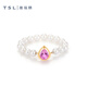 Xie Ruilin (TSL) Geometric Charm Series 18K Gold Pearl Ring Water Drop Ruby Colored Treasure Ring Necklace 63722