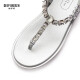 Deep Atem Tief Atem Frauenschuhe Sommer-Strass-Clip-Toe Klettklasse Flat Flip Flop Sandalen Ax14118 Silber 37
