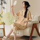 2025 new pajamas for women in summer short-sleeved suit for Chinese style knitted cotton cropped pants casual home clothes can be worn outside 9908 L [100-120Jin [Jin equals 0.5 kg]]