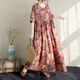 Jiandang grande taille Vêtements pour femmes Fat MM printemps et été rond des fleurs littéraires Bohemian Style de vacances robe longue 16834 Fleurs roses uniques [200jin [Jin est égal à 0,5 kg] ci-dessous]
