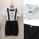 Jiaojing boy overalls suit summer small and medium-sized children kindergarten suit performance host dress shorts men summer 9901 shirt + shorts + red bow tie + strap + medium tube 120 cm
