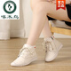 Woodpecker shoes genuine leather casual women's shoes 2025 spring and autumn new flat single shoes beef tendon sole short martin boots women's off-white 39
