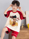 Boys Pyjamas Été à manches courtes à manches moyennes de taille moyenne Nezha Nezha Teenagers 2025 New Style Junior School Children's Home's Home's Clothes [100% Pure Cotton] YM-693 Chinchilla 150 [S Code] Hauteur recommandée 143-153cmm