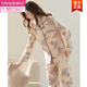Modal Pyjamas NOUVEAU FEMMES Spring and Automne Cardigan pour 2025 Coton Pure Coton Longs à manches à manches longues, All Cotton Summer Thin Style, PLUS TAILLE C9272 POUDRE DE BEAUX XL (recommandée 120-140jin [Jin est égal à 0,5 kg]))