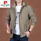 Pierre Cardin Men's Casual Jacket Spring and Autumn Loose Large Size Soft Shell Single Layer Jacket 9892 Gray Black No Velvet M 170Specifications (Recommended 120 Jin Jin equals about 0.5 kg)