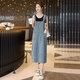 
Cypress House denim strap skirt 2025 spring and summer new style college style loose mid-length dress