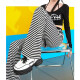 
2025 spring and summer drooping stripes loose casual micro-flare pants high waist wide-leg pants floor-sliding long pants women's trendy color [MY-686] M