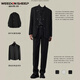 Vaderton Sheep New Chinese Style Zhongshan Groom Robe Suit veste à la tendance et à l'automne Brand Trendy Suite de style chinois ENSEMBLE BLACK Veste + chemise noire + pantalon [trois pièces 3xl [haute qualité]