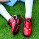 Chaussures de football pour enfants de taille brisée pour enfants Boys Tf Broken Spiks Men's Rotation Bouton Chaussures pour enfants Primaire et secondaire Étudiant Formation et Chaussures de mobilité 9896 Rouge 32