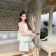 Rongxitu Dopamine Girls zweiteilige ärmellose Weste mit hohen Taillenbreite Bein Shorts Abschleife 9719 Aprikosengrün Top l