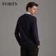 PORTS宝姿男装早秋明星同款星心系列纯针织衫毛衣MN9K019JCIH BLUE PURPLE M