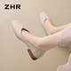 ZHR Flat Shoes Damen Temperament Square-Toe-Pendlerstil Doudou Frauenschuhe bequem, leicht und vielseitig, einstufig AH677 M38