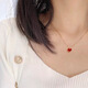 Shengbei 18k rose gold small red heart agate necklace women's Au750 pendant clavicle chain 520 gift small red heart 18K rose gold + necklace