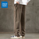 Jeanswest Jeanswest solid color wide-leg men's casual pants 2025 spring new loose versatile straight-leg trendy men's long pants JS9901 khaki L