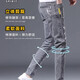 Jeep Spiritjeep Jeep Jeep Herren schlanker kleiner Fuß Spring- und Sommer -Herrenhose Rippte Trendy Brand Elastic Slim Summer Herrenhosen 6636 Grau + 306 Black 28